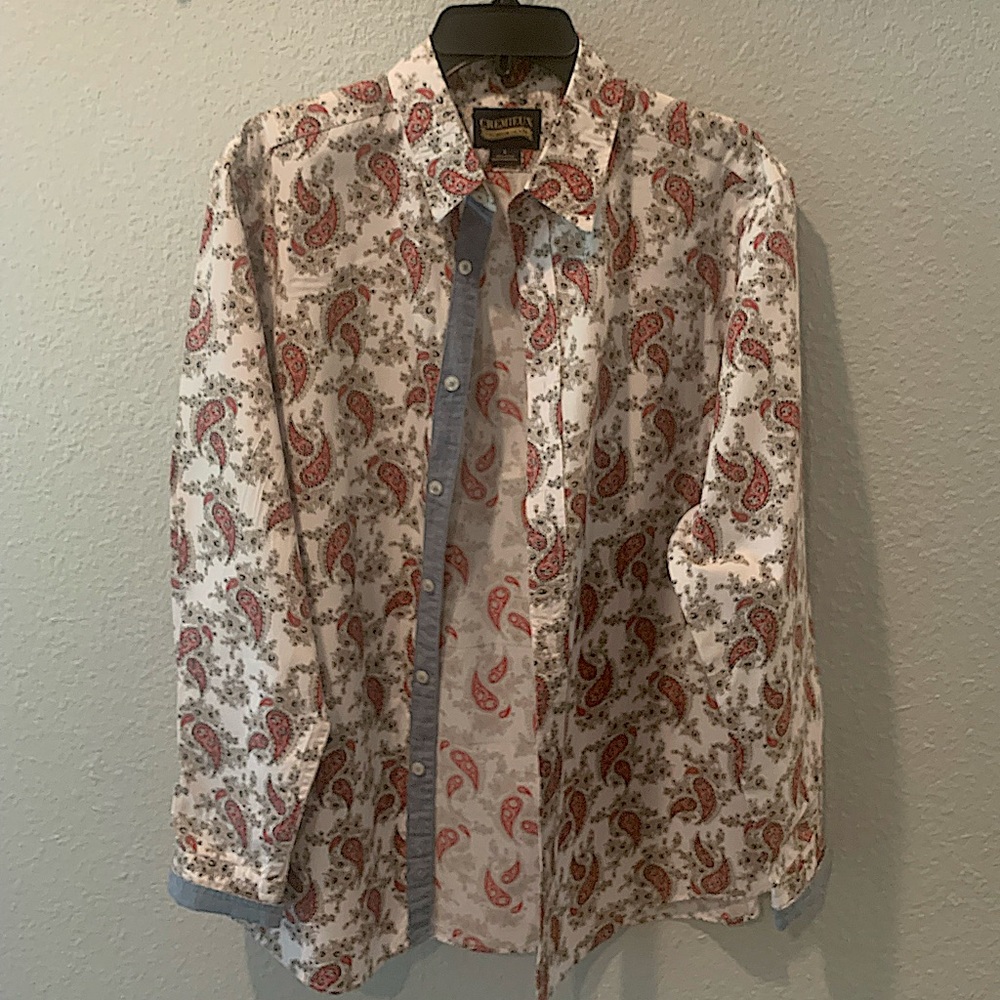 Men's CREMIEUX PREMIUM DENIM Multi-Colors Paisley Cotton Shirt Size - Large
